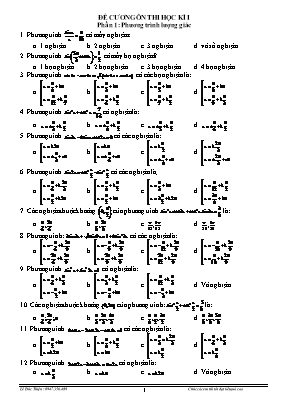 Đề cương ôn thi học kì I Toán 11